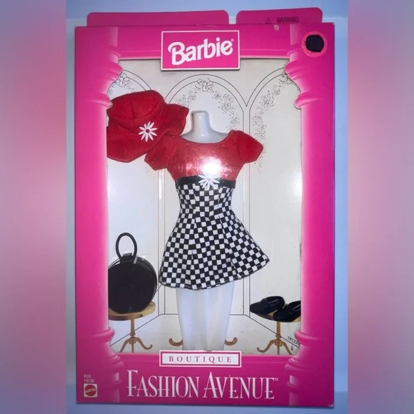 Barbie Fashion Avenue Red Checkered Outfit Mattel 18126 Vintage NRFB - Picture 2 of 4